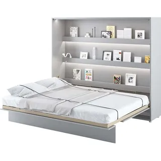 Furniture24 Schrankbett Bed Concept Lenart, Wandklappbett mit Lattenrost, V-Bett, Wandbett Bettschrank Schrank mit integriertem Klappbett Funktionsbett BC-14, 160 x 200 cm, Grau/Grau, Horizontal - Grau