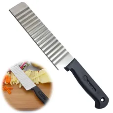 Tinkber 1 Stück Wellenförmiges Messer, Kartoffel-Crinkle-Cutter, Gewellte Edelstahlklinge, Kartoffel Wellenförmiges Messer, Edelstahl-Crinkle-Cutter, für Obst, Gemüse, Kartoffeln