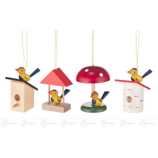 Ostern & Frühjahr Behang Vogelhäuschen (4) h=ca 5cm NEU Erzgebirge Strauch