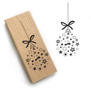 Weihnachtsstempel - Motiv: Christbaumkugel 3 - Motivgröße 94x42 mm - PR0016 - Motivstempel aus Holz & Gummi zum Karten basteln mit Weihnachtskugel Motiv, Weihnachten Stempel