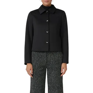 Hemdjacke S.OLIVER BLACK LABEL, Damen, Gr. 36, schwarz, Web, Obermaterial: 92% Polyester, 8% Elasthan. Futter: 100% Polyester, unifarben, regular fit taillenbedeckt, gerader Abschluss, Jacken Hemdjacke, mit Hemdkragen