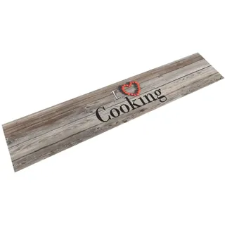vidaXL Küchenteppich Waschbar Cooking Grau 60x300 cm Samt