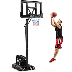 GOPLUS Basketballkorb Outdoor, Korbhöhe von 245 bis 305 cm verstellbar, Basketballkorb mit Ständer, Basketball Ständer tragbar mit Rollen, Basketball Hoop für Jugendliche und Erwachsene