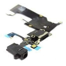 Smartex® Ladebuchse mit Flex Kabel kompatibel mit iPhone 5S Schwarz – Dock Connector mit integrierten Mikrofon, Homebutton, Lautsprecher Anschluss