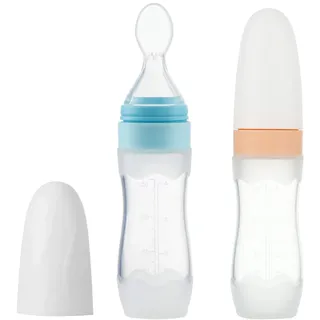 PandaEar (2er Pack) Silikon-Babynahrungs-Spenderlöffel | 4 oz Säuglingsfrucht-Squeeze-Feeder | Reisefreundlich Kinder Kleinkinder Jungen Mädchen (Blau)