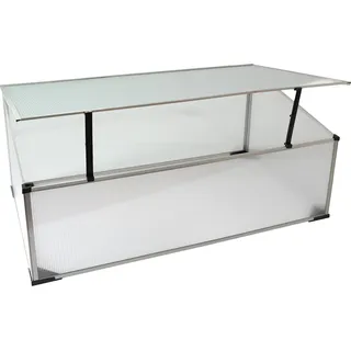 Frühbeet aus 1 mm starkem Aluminium, Treibhaus mit Aufstelldach, Frühbeetaufsatz - Silber