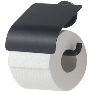 Tiger Urban Toilettenpapierhalter mit Deckel, schwenkbar, Farbe: Schwarz, mit austauschbaren Dekor-Ringen zur individuellen Gestaltung, 1316630746, 14x13 cm