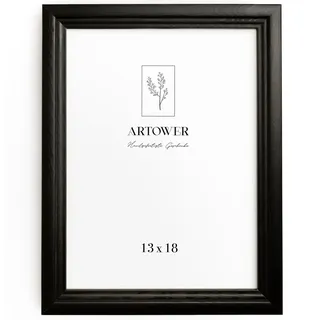 Artower® Bilderrahmen Vintage Schwarz Holz Rahmen für 13 x 18 cm | Posterrahmen Groß Collage | Picture Frame Vintage Black Wood 13x18 cm | Retro Schmal Bilderrahmen | Schwarz Poster Rahmen