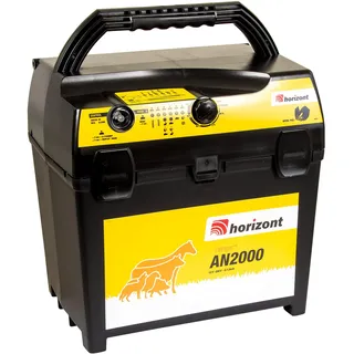 Horizont Weidezaungerät 9V 12V, ranger AN2000 Weidezaungerät 230V, 2,7 Joule, 14000 Volt, Weidezaungerät, für Netzstrom, Batterie, Akku, Dualgerät für gehobene Ansprüche, trockene Bedingungen