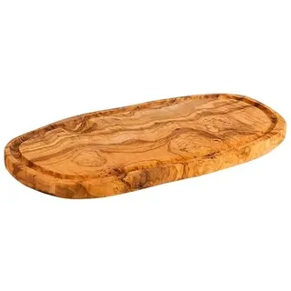 APS Servierbrett "OLIVE", 34,5 x 18,5 cm, H: 2 cm, mit Saftrille, Olivenholz, naturbedingte Abweichung in Form, Maserung und Größe