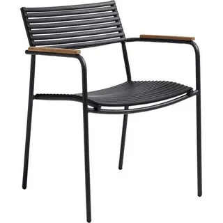 Gardenson Stapelstuhl , Kunststoff , Teakholz , vollmassiv , Rundrohr , 60x78x56 cm , stapelbar, wetterbeständig , Gartenmöbel, Gartensessel, Stapelsessel