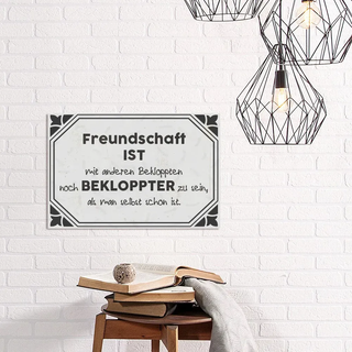 Metallbild QUEENCE "Bekloppte Freunde", schwarz (farbe bild(er): schwarz), B:30cm H:20cm, Metall, Stahl, Bilder, Metallbild, Stahlschild, Blechschild, Sprüche, Texte, Freundschaft