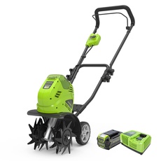 Greenworks Tools Akku-Bodenhacke G40TL + 01-000002927207 G40B5 Batterien, 40 V, Grün, Grau, Schwarz + Akku-Schnellladegerät G40UC4