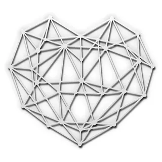 Wanddeko Metall | Wandbild | Metallbild | Geometrische Wandkunst | 47 x 52 cm, Farbe: Herz 3D Weiß