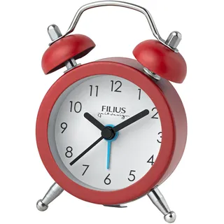 FILIUS zeitdesign Glockenwecker Reisewecker, Quarzwecker, Kinderwecker, Schlafzimmer, Schulanfang, rot