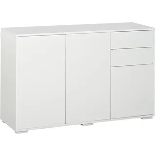 Homcom Sideboard Aufbewahrungsschrank Mehrzweckschrank mit 2 Schublade 3 Türen Weiß , Metall , 36x74x117 cm , Kleinmöbel, Kommoden, Sideboards