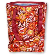 Wiederverwendbarer faltbarer Kühler, Einkaufstasche, Strandtasche, leicht und langlebig, mit innerem Aluminiumfutter für perfekte Kühlfunktion - 25 l, Motiv „Retro Flowers“