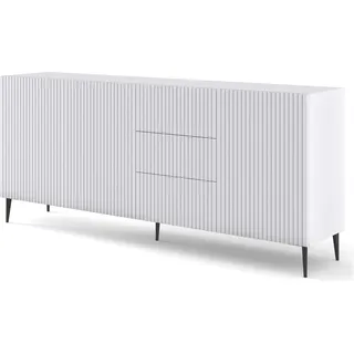 FURNLUX Sideboard Ravenna B Weiß Und Schwarz 200cm / Hauptfarbe: Weiß / Abmessungen: 200 x 87 x 42 cm - Weiß