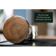Kaffeeverteiler aus Edelstahl und Holz (58 mm) - höhenverstellbar