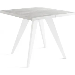 WFL GROUP Esstisch Quadro 100-150 cm - Industrial Esszimmertisch mit Weißen Holzbeinen für 4-6 Personen - Loft-Stil Küchentisch... - Grau