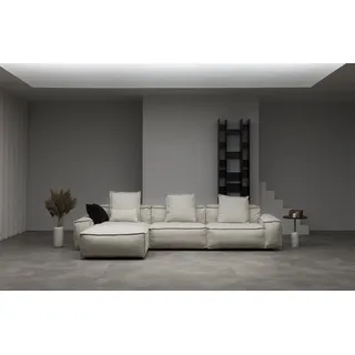 Ecksofa Polster Landhaus Modern Wohnlandschaft Stoff Sofa Couchen Möbel - Weiß