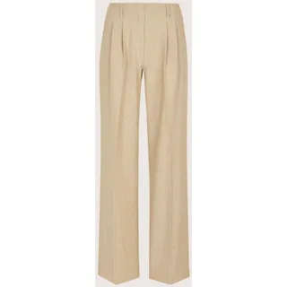 Stoffhose MADELEINE "Bundfaltenhose Sommerhose mit Bügelfalten", Damen, Gr. 48, N + K Gr, beige (beige, melange), Obermaterial: 82% Polyester PES. 10% Viskose CV. 8% Elasthan EL., Modern, weit, Hosen Stoffhose, Bundfaltenhose mit weitem Bein