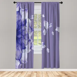 ABAKUHAUS Blume Vorhänge 2 Panel Set für Wohnzimmer Schlafzimmer Dekor, Abstrakt Themed Modern Futuristisches Bild Mit Wasser Wie Farbigen Grafik Druck, 150 cm x 175 cm, Lavendel Blau - Weiß