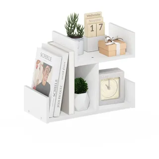Furinno Hermite Aufbewahrungs-Organizer aus Holz für Schreibtisch-Bücherregal für Heim- und Bürobedarf, Weiß, 3 Fächer