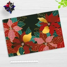 Cover-your-desk Schreibtischunterlage für Kinder Blüten in rot, grün und gold - Blumen, aus hochwertigem Vinyl , 60 x 40 cm