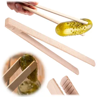 KADAX Gurkenzange 29,5 cm, Grillzange aus Holz, Küchenzange für Grill, Kochen, Braten und Servieren von Speisen, Holzzange für Gurken, Holzgrillzange, Kochzange