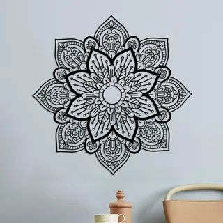 Resama Großes Metall Rundes Mandala Wanddekor, Einzigartige Lotusblume Wanddekoration für Wohnzimmer Schlafzimmer Badezimmer Korridor Haus Zimmer und Büro Dekoration