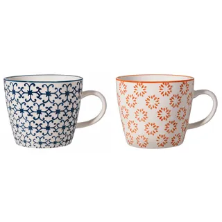 Bloomingville Tassen Kristina, orange saphirblau, Keramik, 2er Set