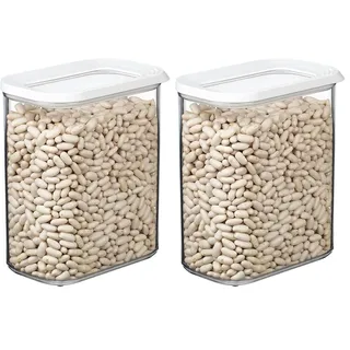 Mepal - Lebensmittelbehälter Rechteckige Modula - Transparente Vorratsbox mit Deckel - Küchenorganizer & Aufbewahrungsbox aus Kunststoff - Stapelbar & Luftdicht - 1500 ml - White (Packung mit 2)