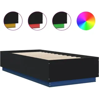 vidaXL Bettgestell mit LED Schwarz 90x200 cm Holzwerkstoff