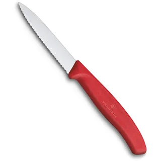 Victorinox, 6.7631, Swiss Classic, Gemüsemesser, Extra scharfe Klinge, mit Wellenschliff, robuster Kunststoff-Griff, Rot, Made in Switzerland, Spülmaschinengeeignet