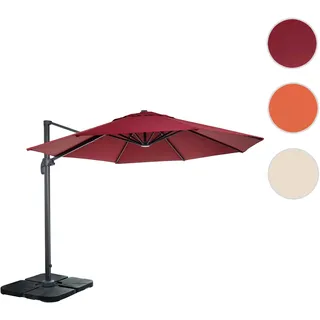 Gastronomie-Ampelschirm HWC-A96, Sonnenschirm, rund Ø 3m Polyester Alu/Stahl 23kg ~ bordeaux mit Stä
