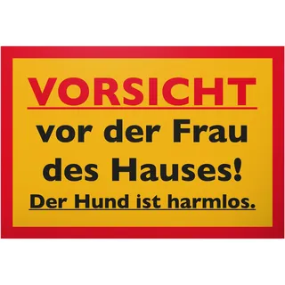 DankeDir! Vorsicht vor Frau des Hauses - 30 x 20 cm Kunststoff Schild - Spruchschild Wandschild lustiger Spruch Geburtstagsgeschenk Türschild - Party Deko Geschenkidee Geschenk Männer