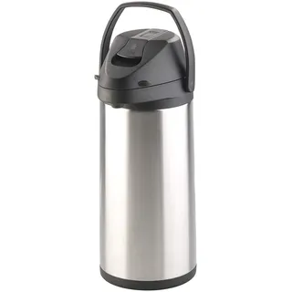 Rosenstein & Söhne Teekanne: Doppelwandige Vakuum-Isolierkanne mit Pumpsystem, Edelstahl, 5 Liter (Thermokanne zum Pumpe, Edelstahl-Pump-Vakuum-Isolierkanne, Winter)