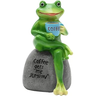 1 Stück Frosch Deko für Tisch Garten, Niedliche Frosch Figur Kunstharz | Schreibtischdeko Gartenschmuck Frosch Statue 15,5x9,5x7,5cm für Freunde Familie Frosch Schmuck