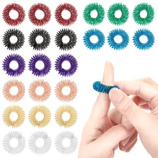 Akupressur Ring Massageringe für Finger Stachelige Sensorische Finger Ringe für Stressabbau Erwachsene Jugendliche 8 Farben 32 Stück