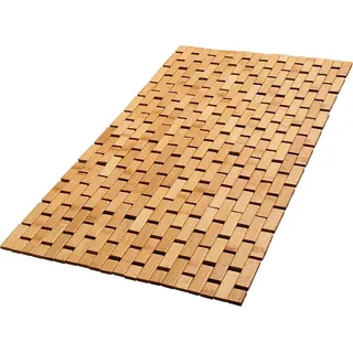 Badematte aus natürlichem Bambusholz, groß, lang, faltbar (45,7 x 86,4 cm (B x L), gummierte Unterseite, Bodenzubehör für Badezimmer, Sauna, Spa und Badewanne, Keine Nägel