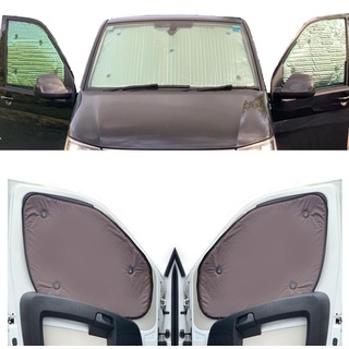 Fensterrollo-Set Kombatibel Mit Ford Transit Connect (2002-2013)(Komplettset LWB + Scheunentore) Rückenfarbe in Braun, Reversibel und Thermisch