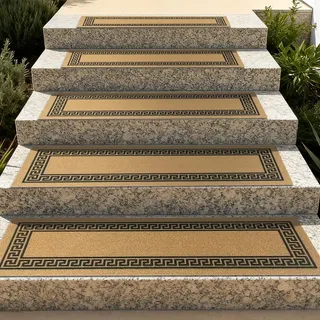 Aucuda 2er Set Stufenmatte Außen aus Gummi, 76 x 22 cm Wetterfeste & rutschfeste Treppenstufen Matten, Anti-Rutsch Wärmedämmung Gummimatten für Outdoor, Sommer Antirutschmatten kokosbraun Treppe.