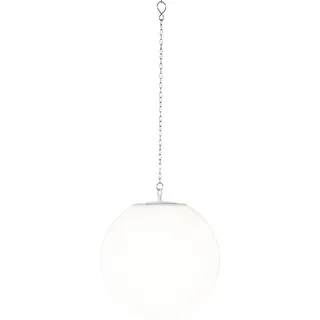 LED Solar Gartenkugel GLOBY - zum Aufhängen - H: 29cm, D: 30cm - 6 warmweiße LED - Lichtsensor - Silber, Weiß