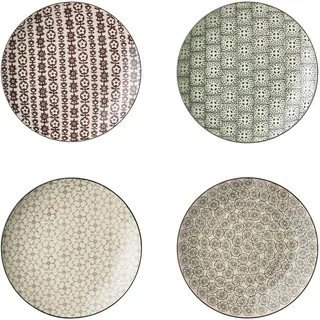 Bloomingville Teller Karine, grau grün lila, Keramik, 4er Set, 20 cm