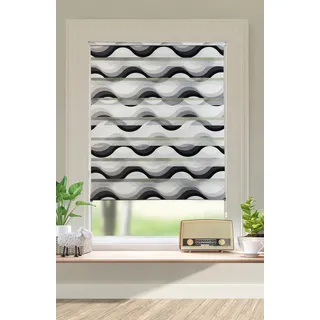 OTTO home Doppelrollo "Welle" Lichtschutz Sichtschutz  Verdunkelung ohne Bohren freihängend Fixmaß, Klemmfix-Duo-Rollo, Rollo "Welle", für Fenster, grau