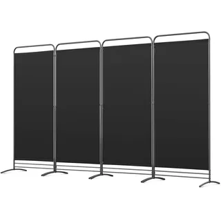 Angel Living Paravent 4 Teilig Klappbar Raumteiler Freistehend Sichtschutzwand Raumteiler Stellwand Trennwand Sichtschutz für Büros, Balkon,Schlafzimmer,Außengarten, 324cm x 180cm Schwarz