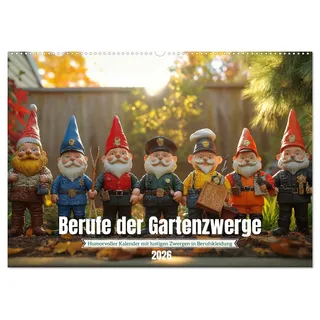Berufe der Gartenzwerge (Wandkalender 2026 DIN A2 quer), CALVENDO Monatskalender: Gartenkalender mit lustigen Gartenzwergen in Berufen - ideal für ... Wichtel-Fans und all (CALVENDO Spass)