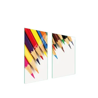 Herdabdeckplatten 2 teilig 75x52 Glaskeramikkochfeld Abdeckung Glas Schneidebrett Buntstifte Bunt