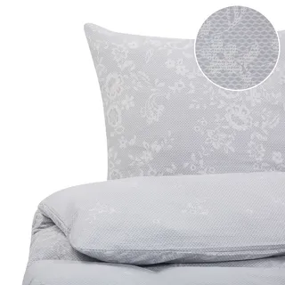 Beliani Morningside Floral Grau 220 x 240 cm + 2 x 40 x 80 cm